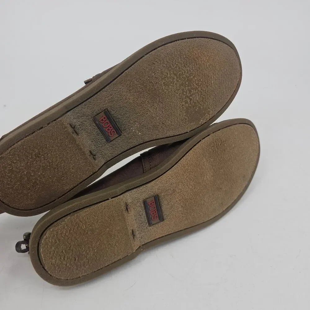 Skechers Bobs Chill Luxe slip-on Flats Faux Leather Alpargata Shoe Women's 10